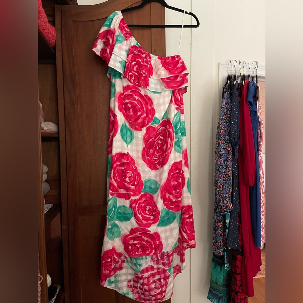 Run For The Roses One Shoulder Vineyard Vines Dress - Picture 5 of 5